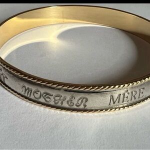 MOTHER Gold and Silver Bangle Bracelet